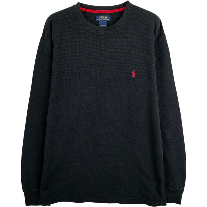 Ralph Lauren POLO RALPH LAUREN Thermal Long T-shirt Waffle Men's XXL cotton black type Vintage Second Hand