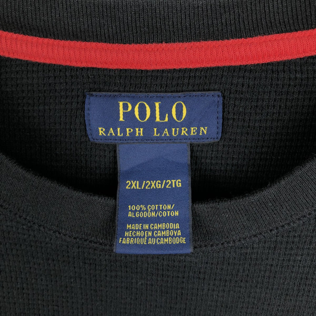 Ralph Lauren POLO RALPH LAUREN Thermal Long T-shirt Waffle Men's XXL cotton black type Vintage Second Hand