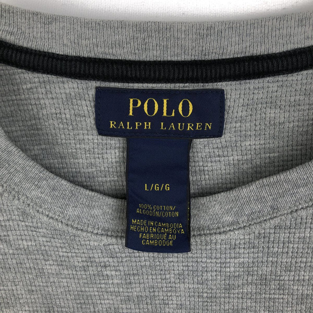 Ralph Lauren POLO RALPH LAUREN Thermal Ron T Waffle Men's L size cotton gray type Vintage Second Hand