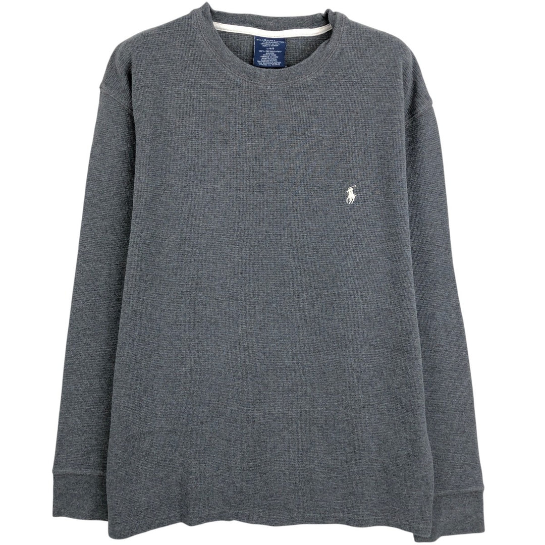 Ralph Lauren POLO RALPH LAUREN SLEEPWEAR Thermal Long T-shirt Waffle Men's L size cotton Charcoal Vintage Second Hand