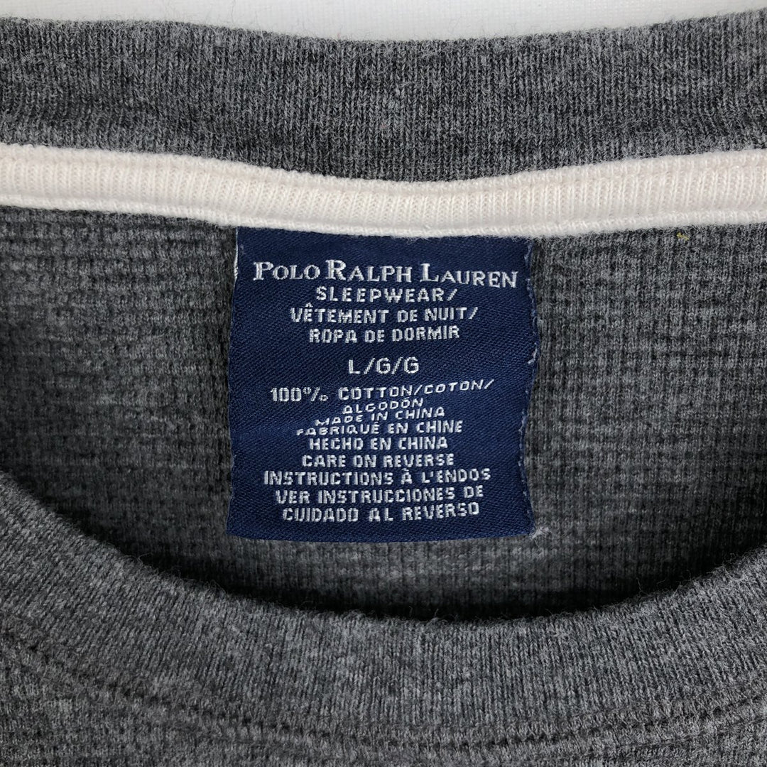 Ralph Lauren POLO RALPH LAUREN SLEEPWEAR Thermal Long T-shirt Waffle Men's L size cotton Charcoal Vintage Second Hand