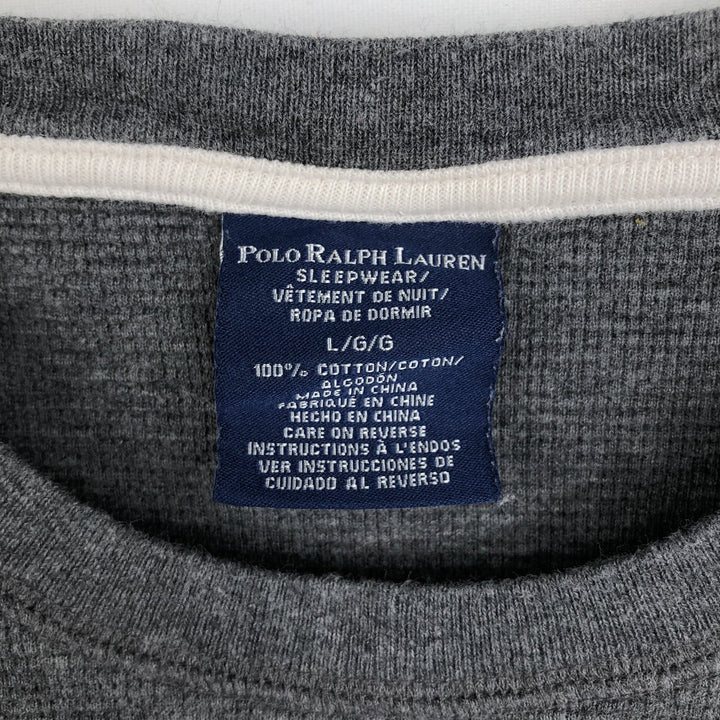 Ralph Lauren POLO RALPH LAUREN SLEEPWEAR Thermal Long T-shirt Waffle Men's L size cotton Charcoal Vintage Second Hand