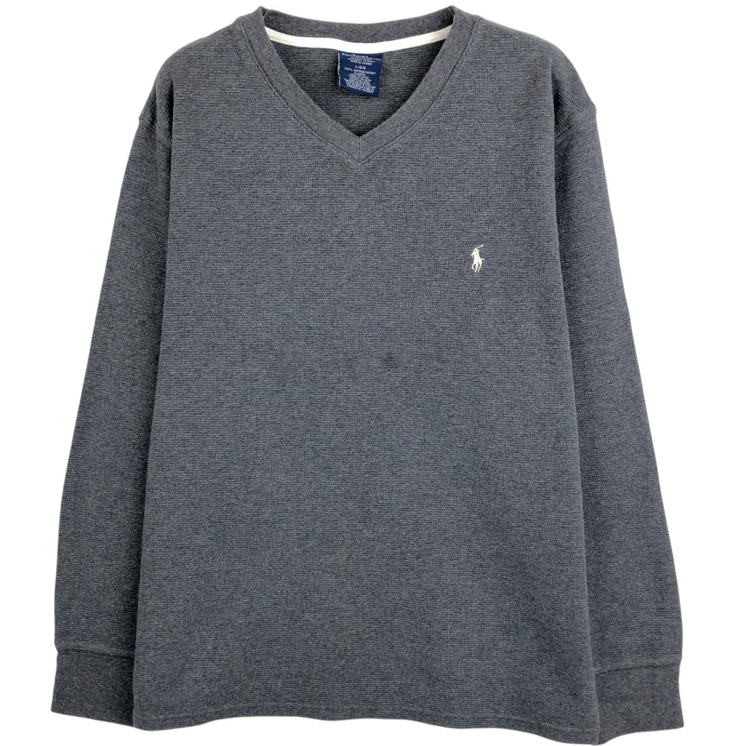 Ralph Lauren POLO RALPH LAUREN SLEEPWEAR Thermal Long T-shirt Waffle Men's L size cotton Charcoal Vintage Second Hand