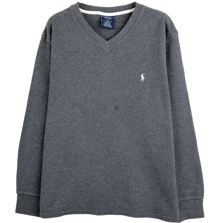 Ralph Lauren POLO RALPH LAUREN SLEEPWEAR Thermal Long T-shirt Waffle Men's L size cotton Charcoal Vintage Second Hand