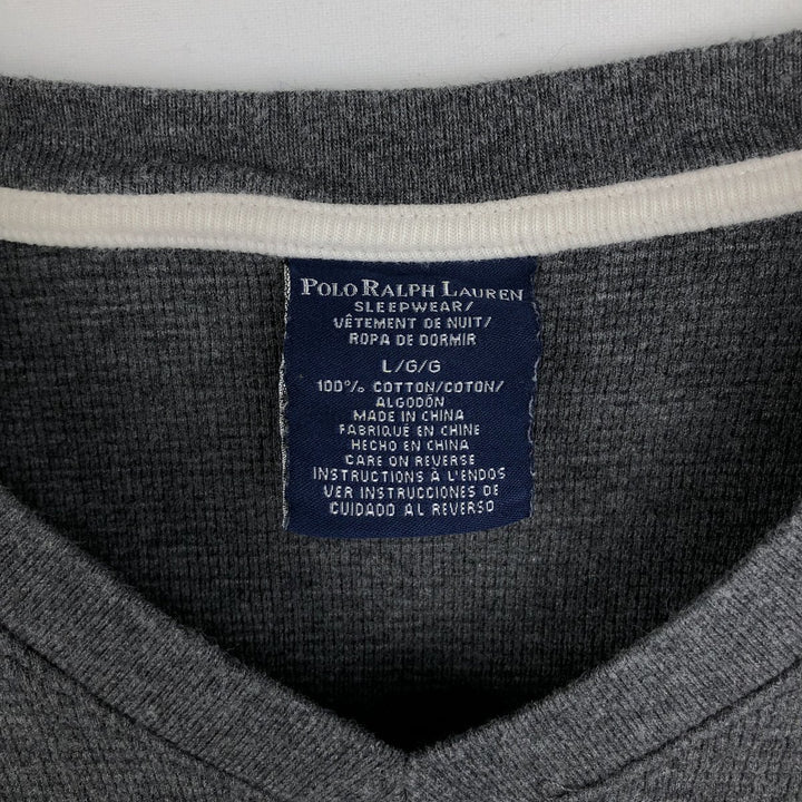 Ralph Lauren POLO RALPH LAUREN SLEEPWEAR Thermal Long T-shirt Waffle Men's L size cotton Charcoal Vintage Second Hand