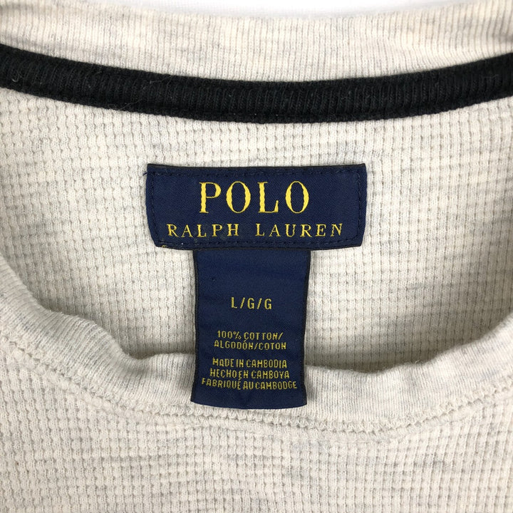 Ralph Lauren POLO RALPH LAUREN Thermal Ron T Waffle Men's L size cotton ivory Vintage Second Hand