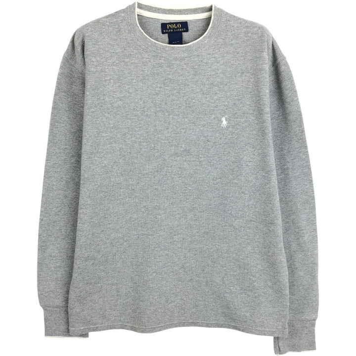 Ralph Lauren POLO RALPH LAUREN Thermal Long T-shirt Waffle Men's M size cotton gray type Vintage Second Hand