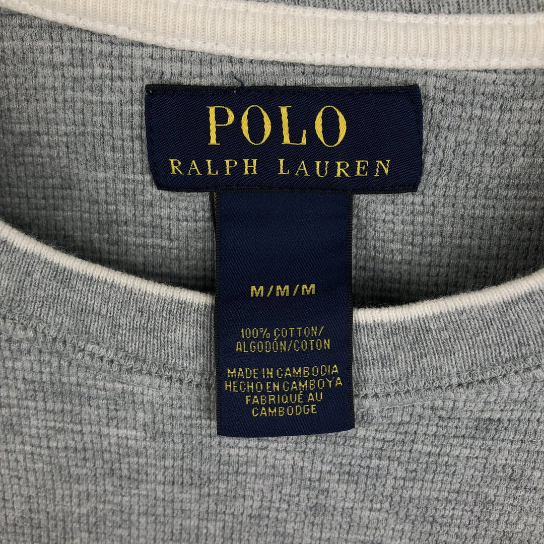 Ralph Lauren POLO RALPH LAUREN Thermal Long T-shirt Waffle Men's M size cotton gray type Vintage Second Hand