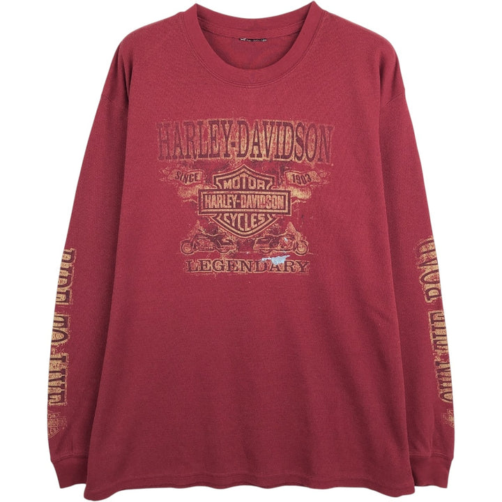 Harley-Davidson Thermal Long-Sleeve T-Shirt, Honeycomb Pattern, Men's Size L (equivalent) unclear burgundy type Vintage Second Hand