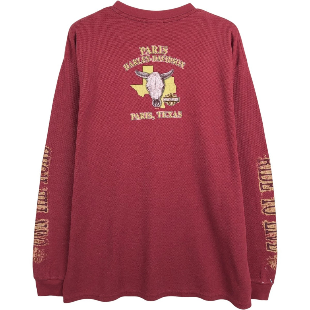 Harley-Davidson Thermal Long-Sleeve T-Shirt, Honeycomb Pattern, Men's Size L (equivalent) unclear burgundy type Vintage Second Hand