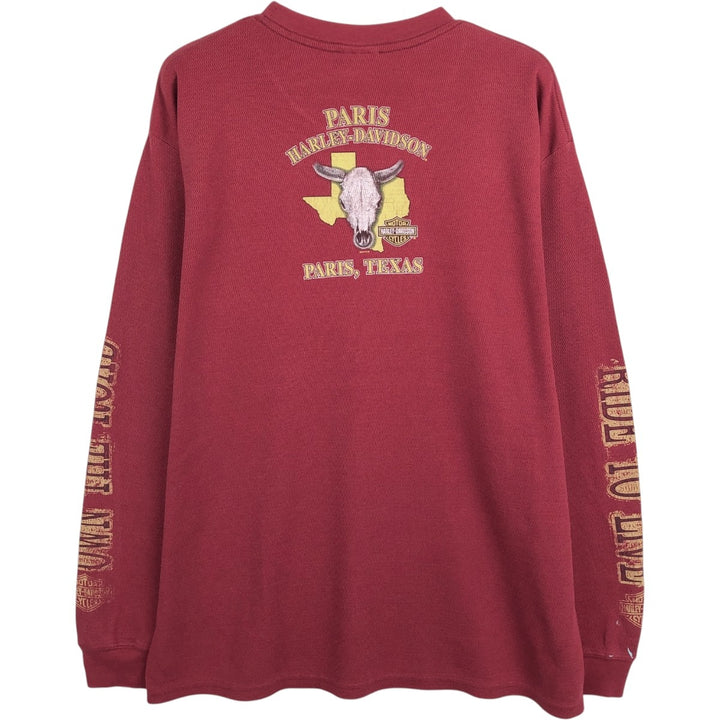 Harley-Davidson Thermal Long-Sleeve T-Shirt, Honeycomb Pattern, Men's Size L (equivalent) unclear burgundy type Vintage Second Hand
