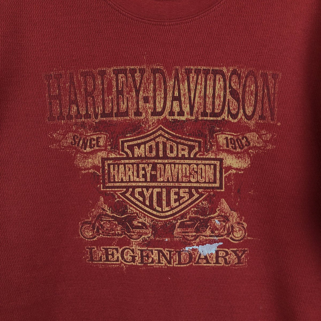 Harley-Davidson Thermal Long-Sleeve T-Shirt, Honeycomb Pattern, Men's Size L (equivalent) unclear burgundy type Vintage Second Hand
