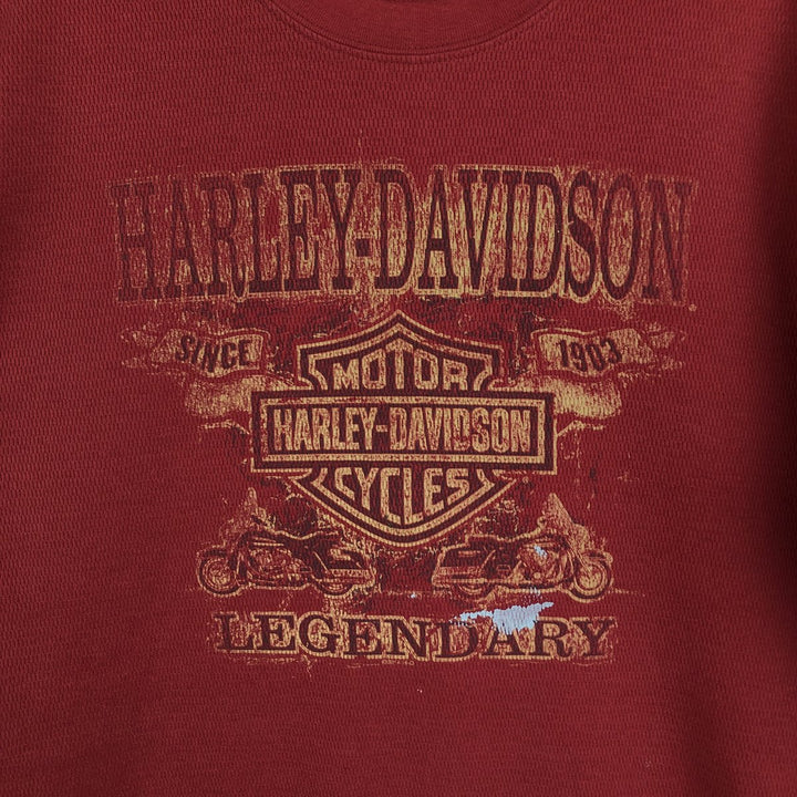 Harley-Davidson Thermal Long-Sleeve T-Shirt, Honeycomb Pattern, Men's Size L (equivalent) unclear burgundy type Vintage Second Hand