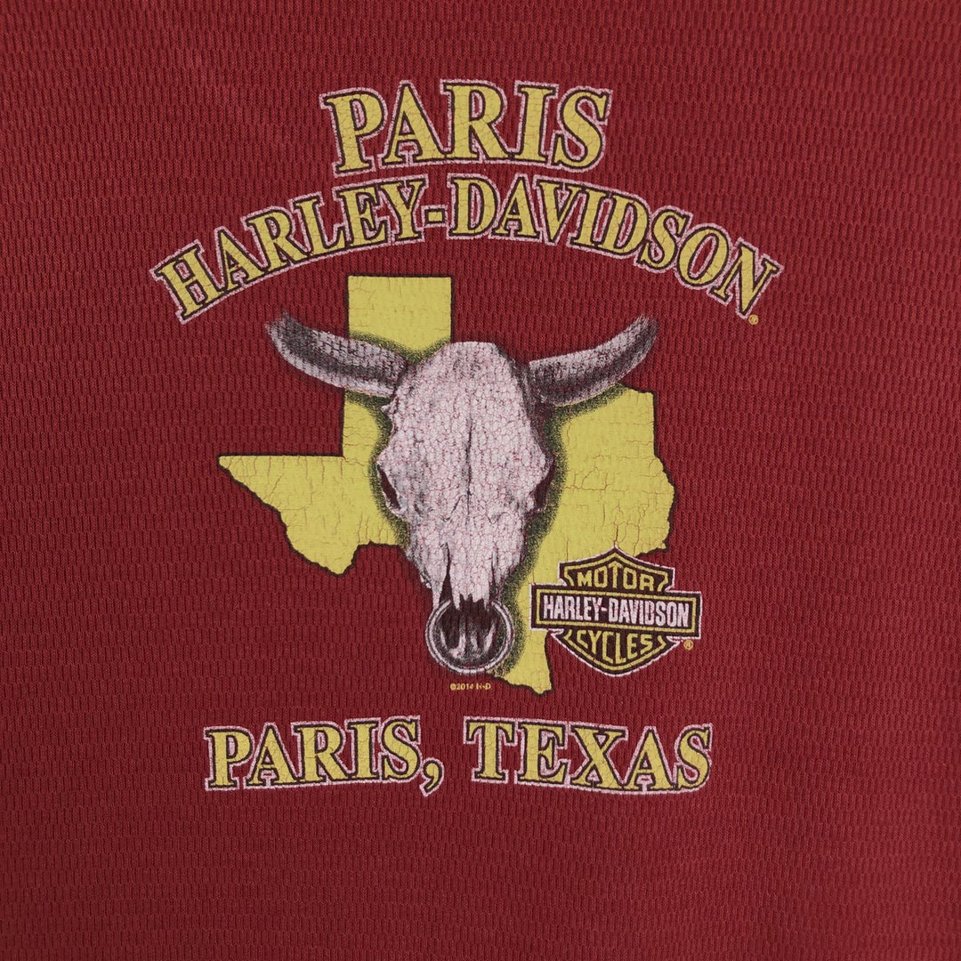 Harley-Davidson Thermal Long-Sleeve T-Shirt, Honeycomb Pattern, Men's Size L (equivalent) unclear burgundy type Vintage Second Hand