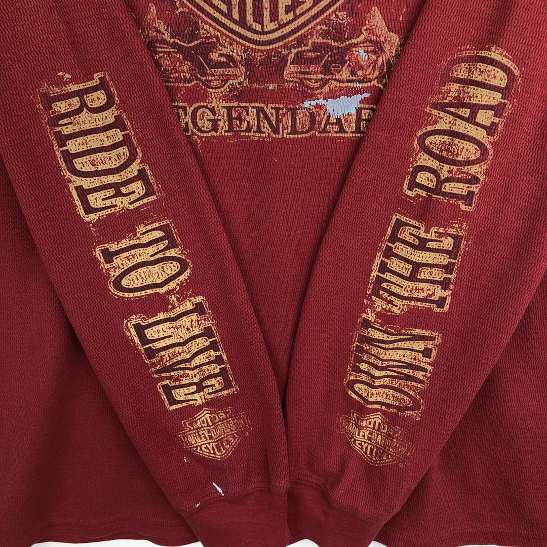 Harley-Davidson Thermal Long-Sleeve T-Shirt, Honeycomb Pattern, Men's Size L (equivalent) unclear burgundy type Vintage Second Hand