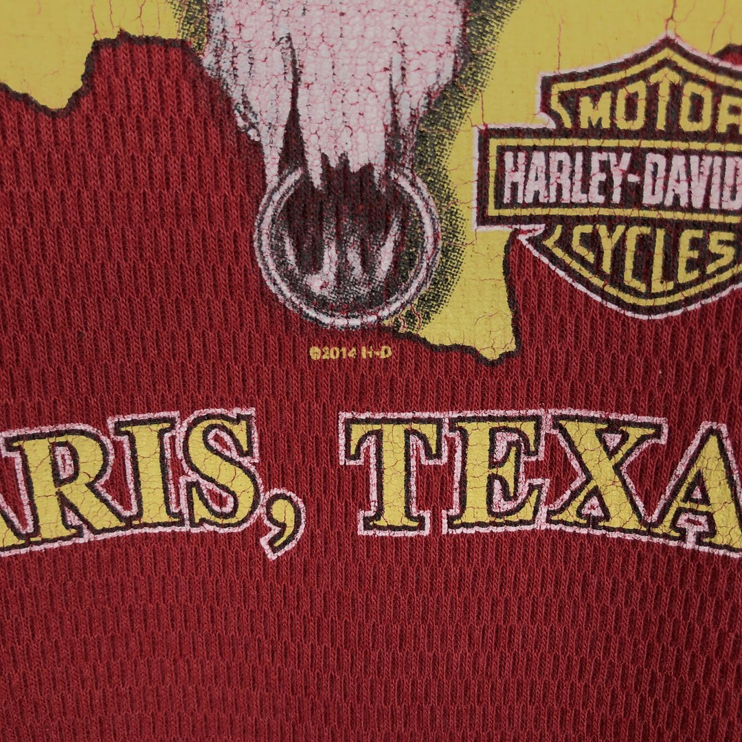 Harley-Davidson Thermal Long-Sleeve T-Shirt, Honeycomb Pattern, Men's Size L (equivalent) unclear burgundy type Vintage Second Hand