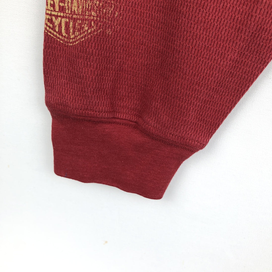 Harley-Davidson Thermal Long-Sleeve T-Shirt, Honeycomb Pattern, Men's Size L (equivalent) unclear burgundy type Vintage Second Hand