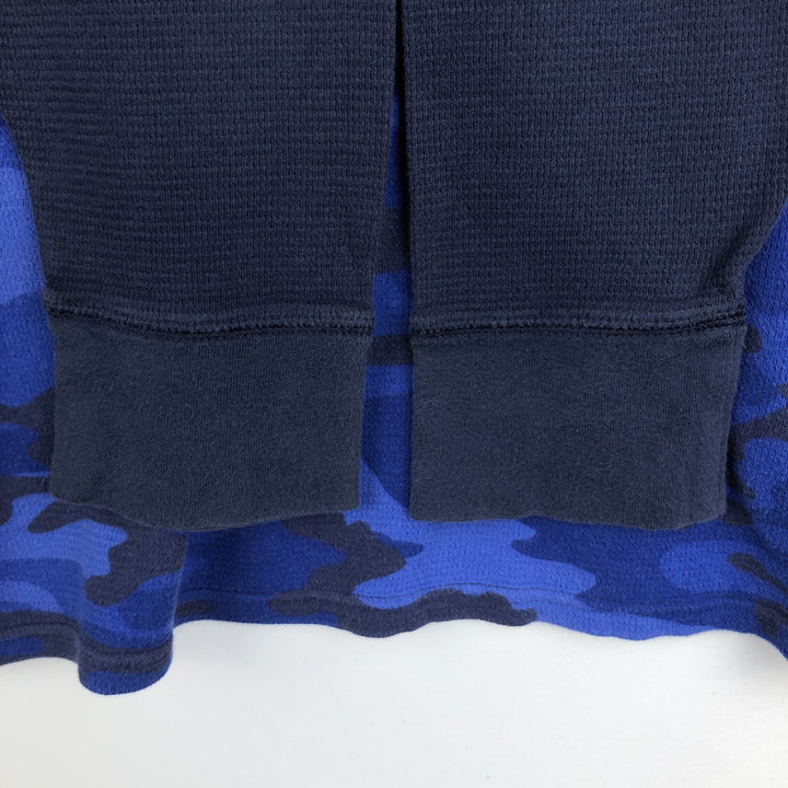 Ralph Lauren POLO RALPH LAUREN Camouflage Pattern Thermal Long-Sleeve T-Shirt (Waffle Knit) - Men's Size XL (approx.) cotton blue type Vintage Second Hand