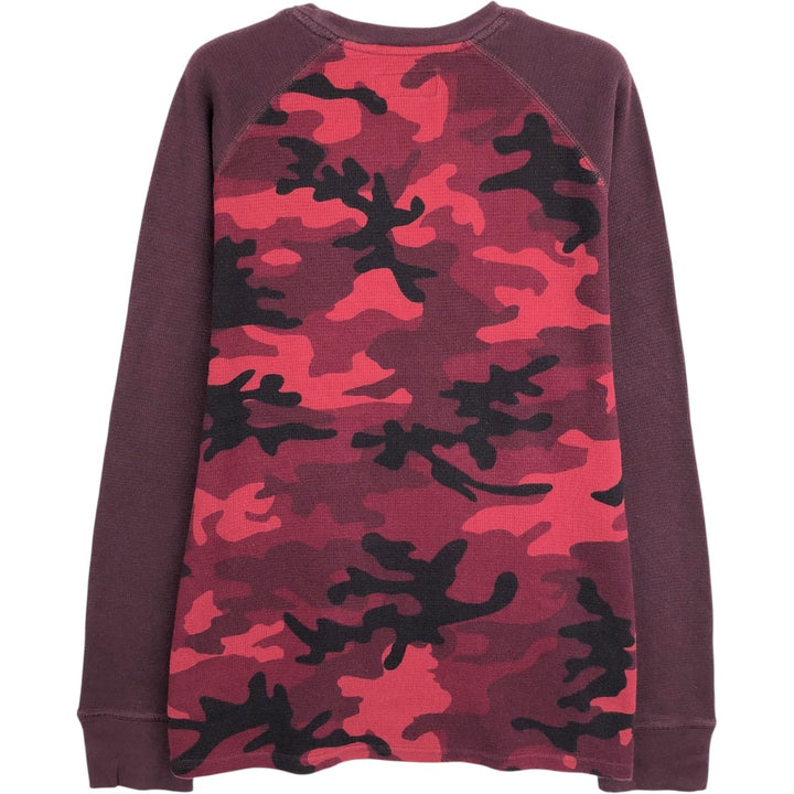 Ralph Lauren POLO RALPH LAUREN Camouflage Pattern Thermal Long T-Shirt, Waffle, Men's Size M cotton red type Vintage Second Hand