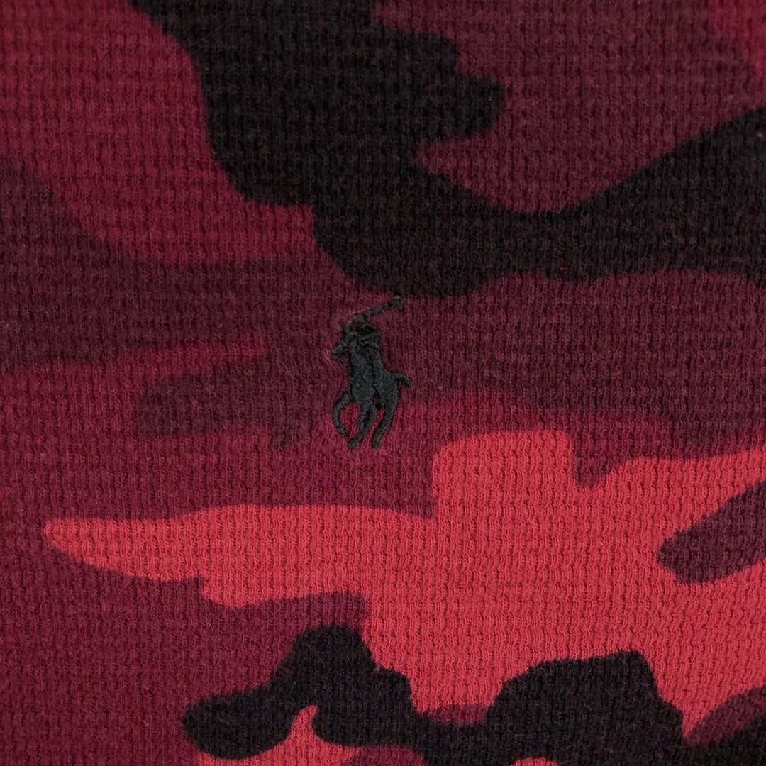 Ralph Lauren POLO RALPH LAUREN Camouflage Pattern Thermal Long T-Shirt, Waffle, Men's Size M cotton red type Vintage Second Hand