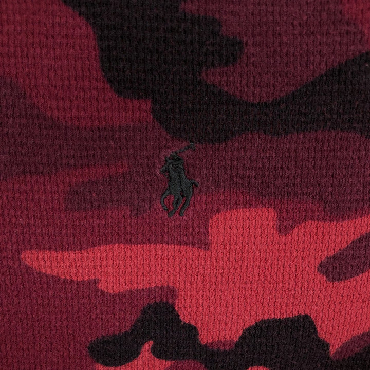Ralph Lauren POLO RALPH LAUREN Camouflage Pattern Thermal Long T-Shirt, Waffle, Men's Size M cotton red type Vintage Second Hand
