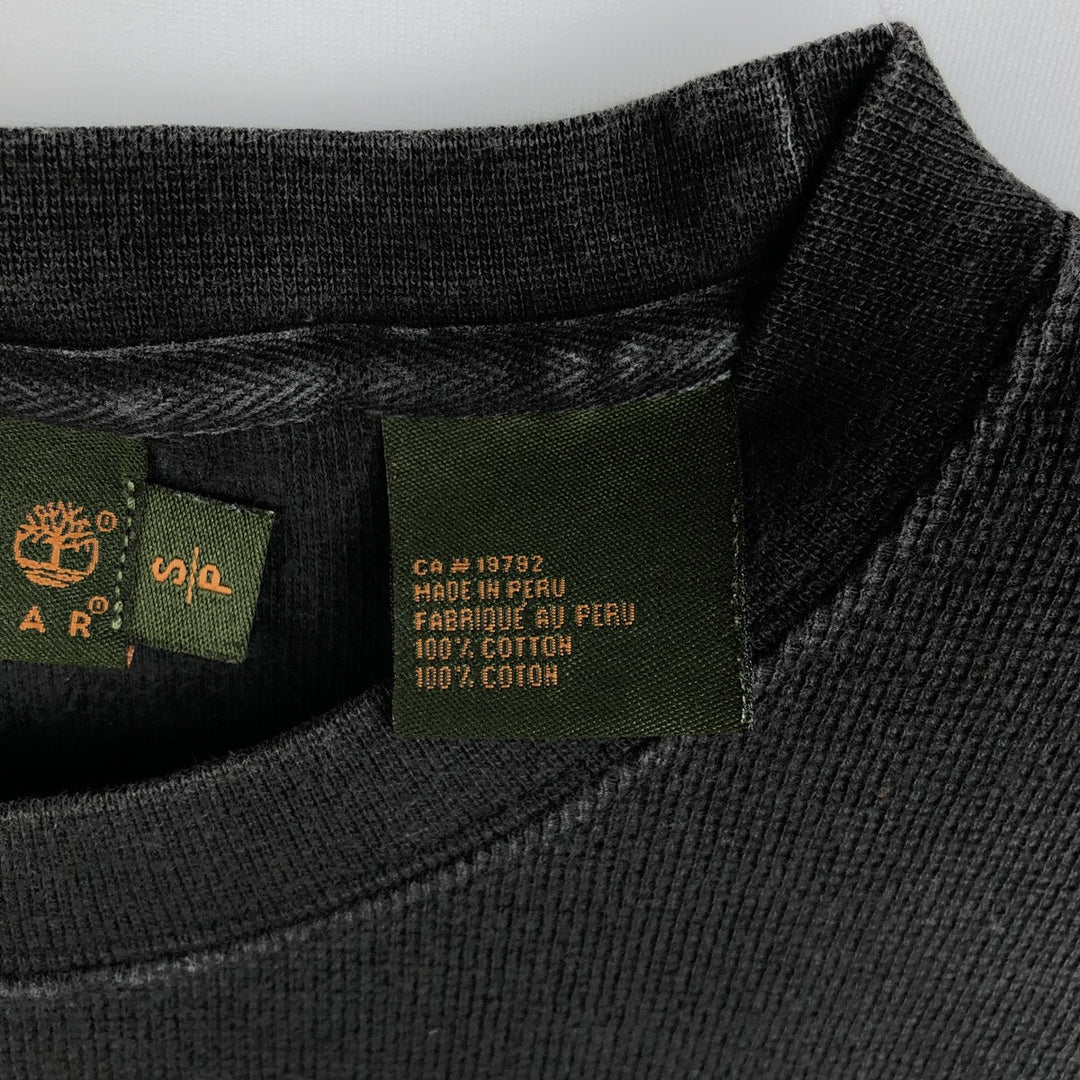 90'S Timberland Thermal Long-Sleeve T-Shirt, Waffle Pattern, Men's Size S (Equivalent), Vintage cotton black type Vintage Second Hand