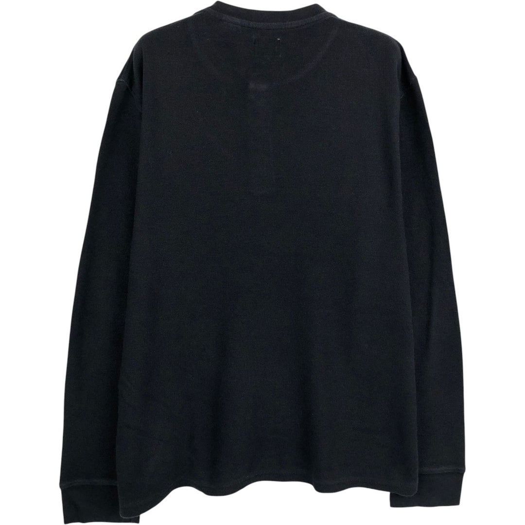 Levi's Thermal Long Sleeve Henley T-Shirt, Waffle, Men's Size L cotton black type Vintage Second Hand