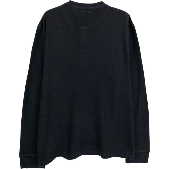 Levi's Thermal Long Sleeve Henley T-Shirt, Waffle, Men's Size L cotton black type Vintage Second Hand