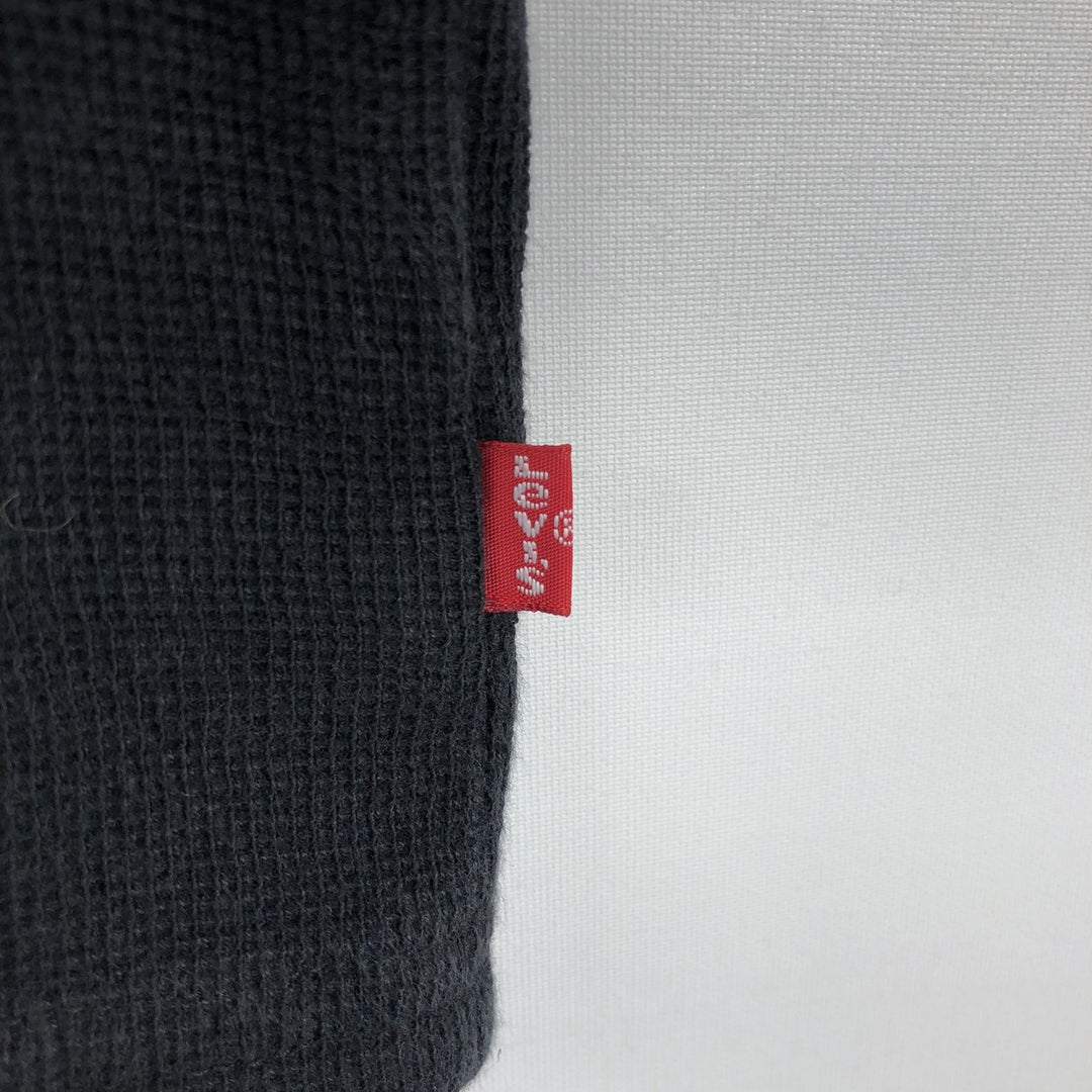 Levi's Thermal Long Sleeve Henley T-Shirt, Waffle, Men's Size L cotton black type Vintage Second Hand