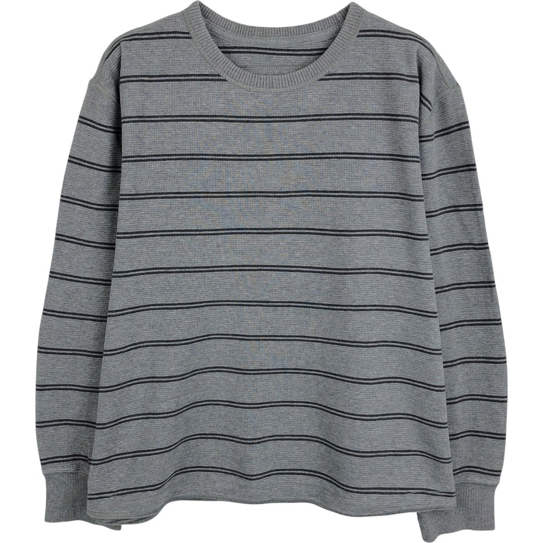 Eddie Bauer Border Pattern Thermal Long-Sleeve T-Shirt, Men's Size L (approx.) cotton gray type Vintage Second Hand