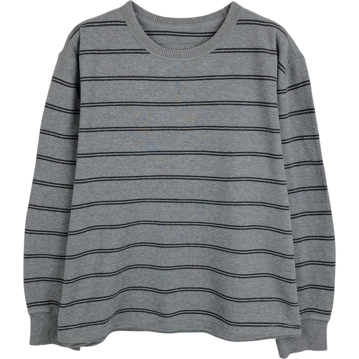 Eddie Bauer Border Pattern Thermal Long-Sleeve T-Shirt, Men's Size L (approx.) cotton gray type Vintage Second Hand
