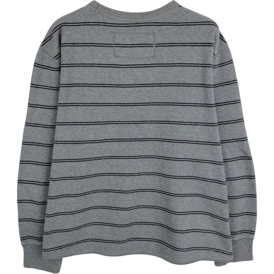 Eddie Bauer Border Pattern Thermal Long-Sleeve T-Shirt, Men's Size L (approx.) cotton gray type Vintage Second Hand