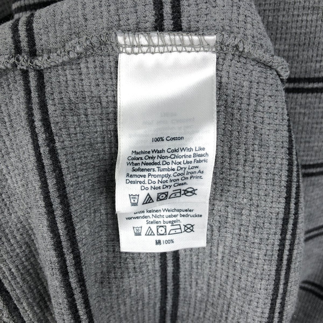 Eddie Bauer Border Pattern Thermal Long-Sleeve T-Shirt, Men's Size L (approx.) cotton gray type Vintage Second Hand