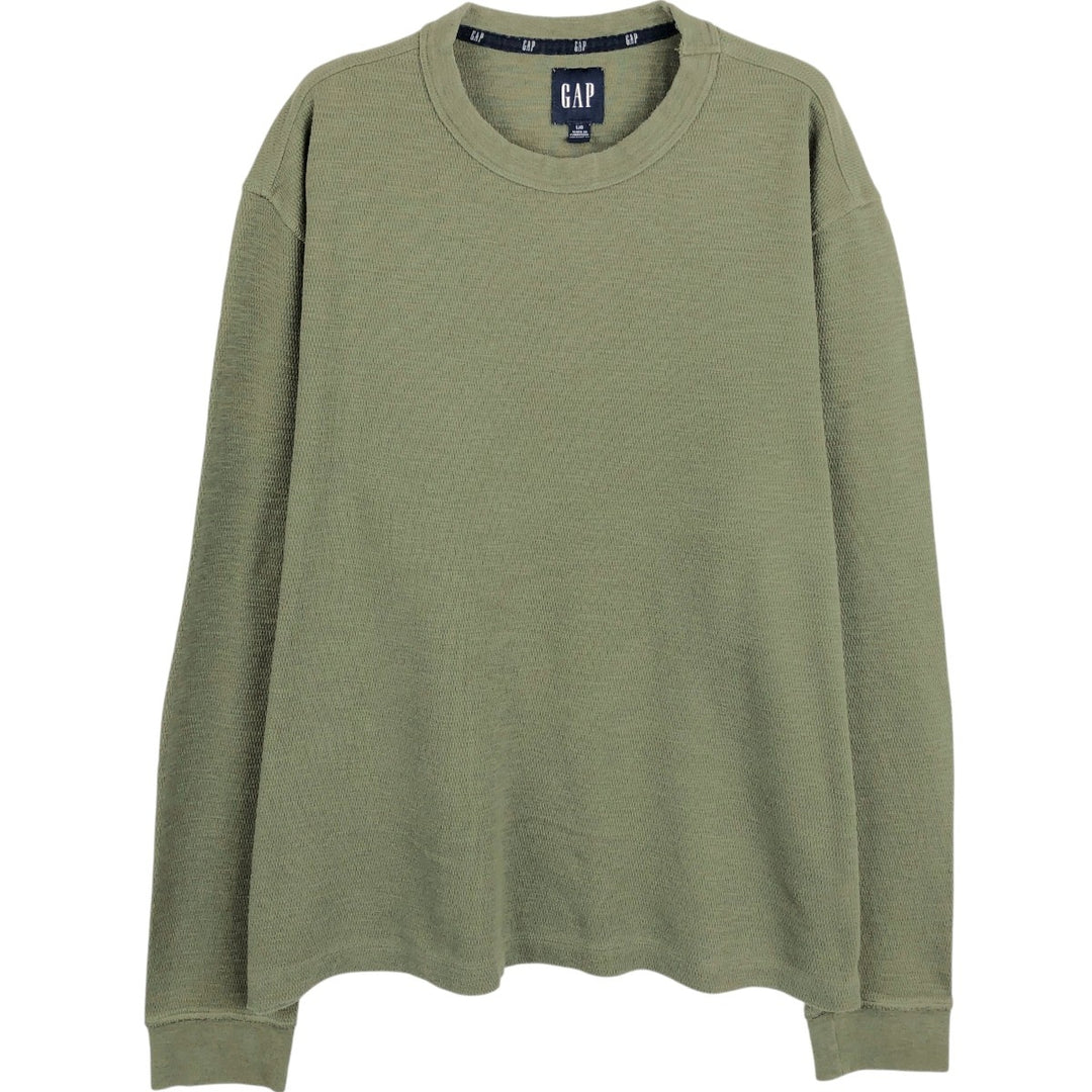 GAP Thermallon T-shirt, Honeycomb, Men's L size cotton Khaki type sage green Vintage Second Hand