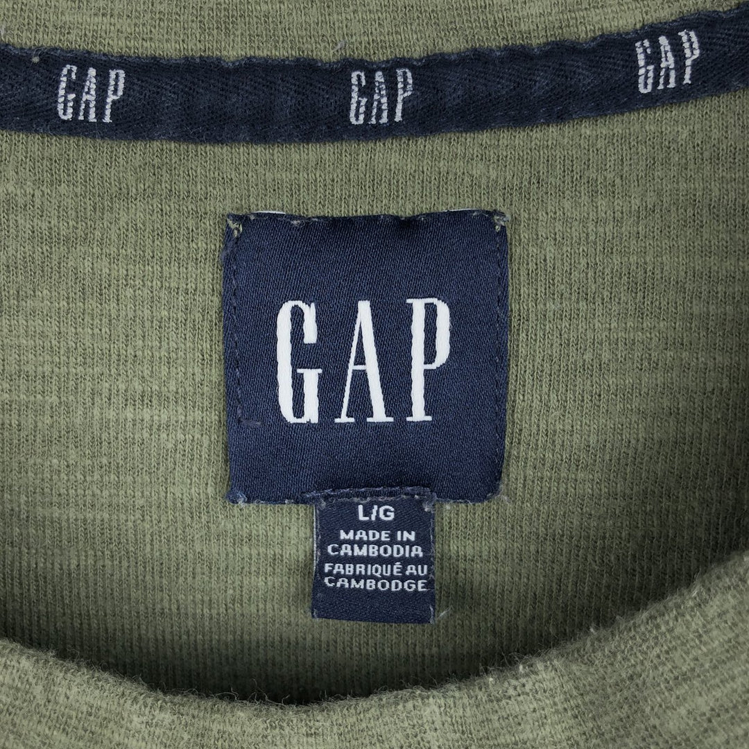 GAP Thermallon T-shirt, Honeycomb, Men's L size cotton Khaki type sage green Vintage Second Hand