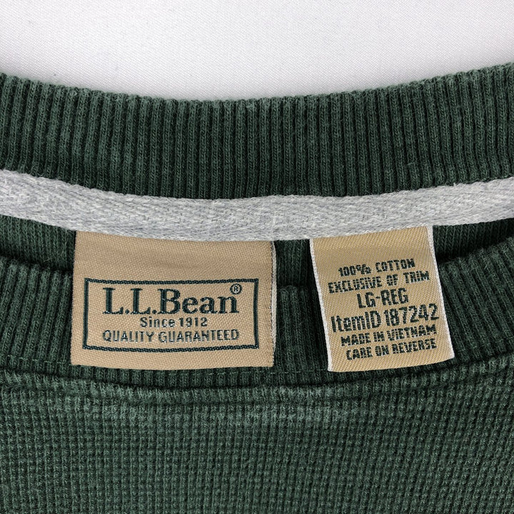 90s-00'S LLBean Thermal Long T-Shirt, Waffle, Men's Size L, Vintage cotton green type Vintage Second Hand
