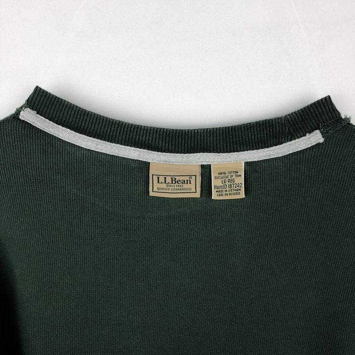 90s-00'S LLBean Thermal Long T-Shirt, Waffle, Men's Size L, Vintage cotton green type Vintage Second Hand
