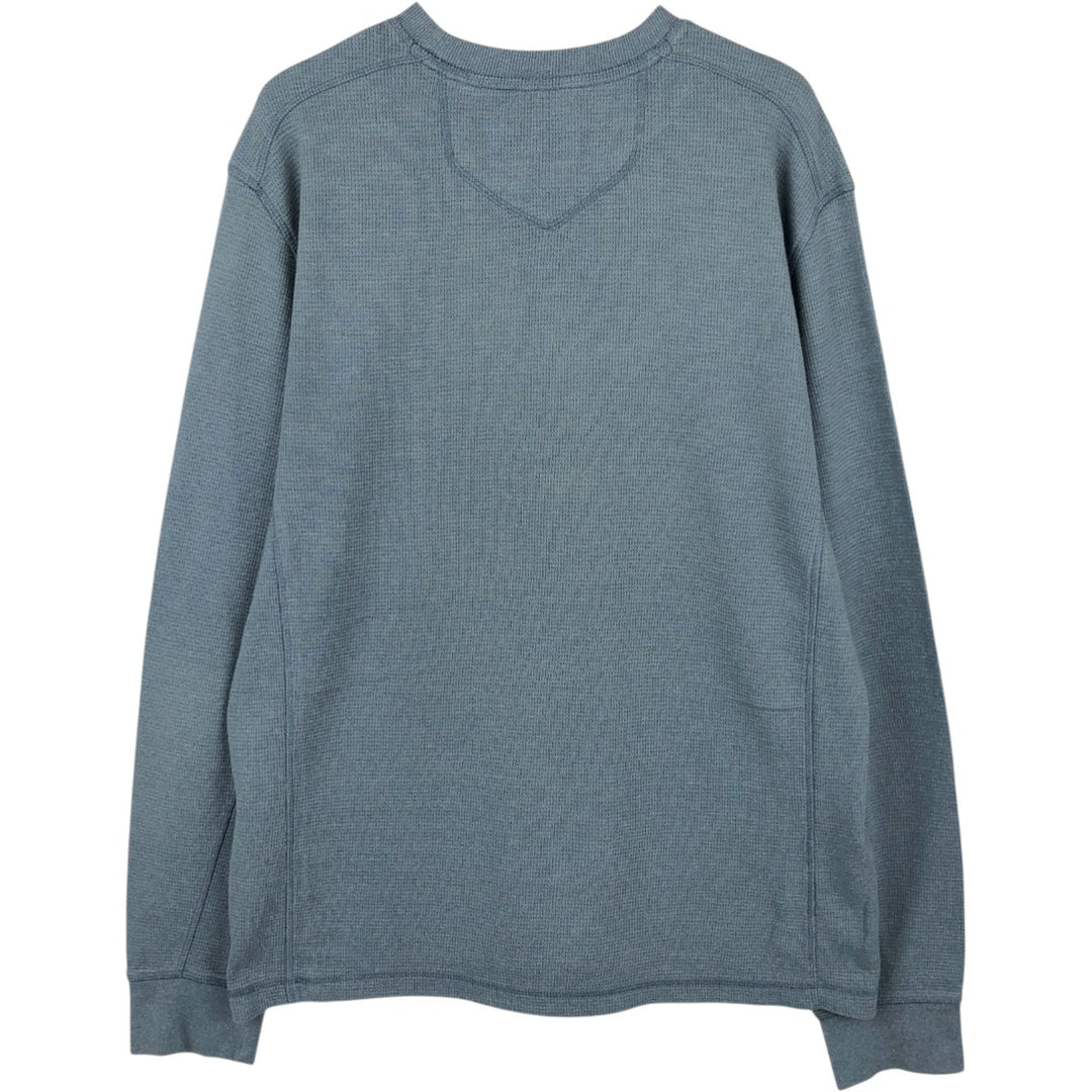 Eddie Bauer Thermal Long-Sleeve T-Shirt, Honeycomb Pattern, Men's Size L (approx.) cotton Blue type light blue Vintage Second Hand