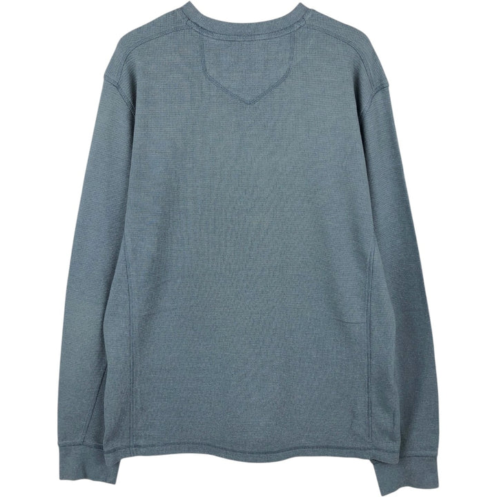 Eddie Bauer Thermal Long-Sleeve T-Shirt, Honeycomb Pattern, Men's Size L (approx.) cotton Blue type light blue Vintage Second Hand