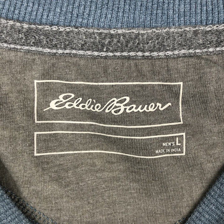 Eddie Bauer Thermal Long-Sleeve T-Shirt, Honeycomb Pattern, Men's Size L (approx.) cotton Blue type light blue Vintage Second Hand