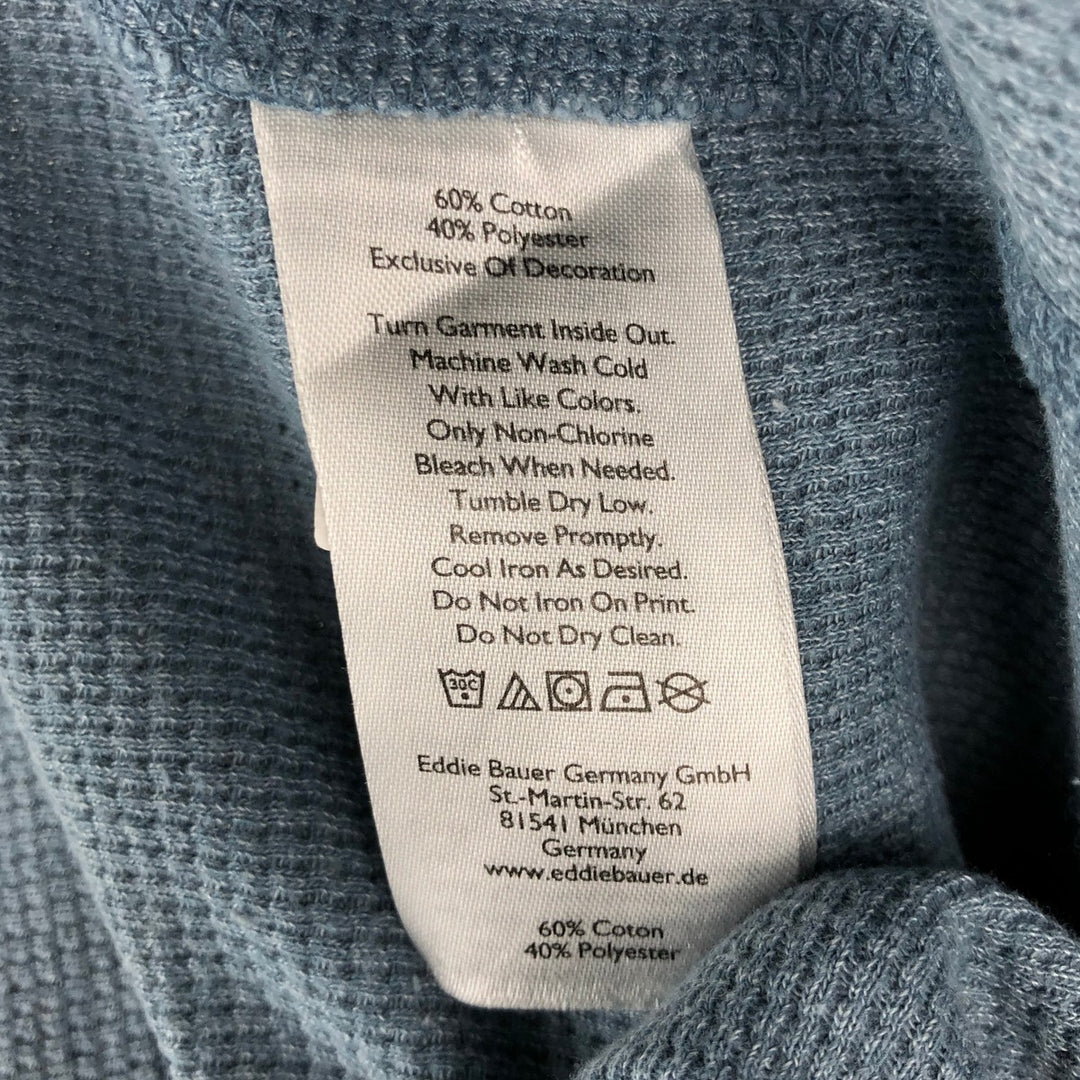 Eddie Bauer Thermal Long-Sleeve T-Shirt, Honeycomb Pattern, Men's Size L (approx.) cotton Blue type light blue Vintage Second Hand