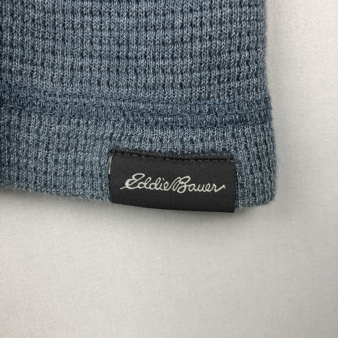 Eddie Bauer Thermal Long-Sleeve T-Shirt, Honeycomb Pattern, Men's Size L (approx.) cotton Blue type light blue Vintage Second Hand