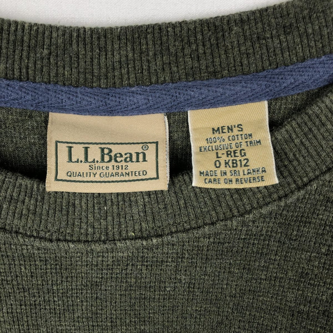 90s-00'S LLBean Thermal Long T-Shirt, Waffle, Men's Size L, Vintage cotton Khaki type Vintage Second Hand