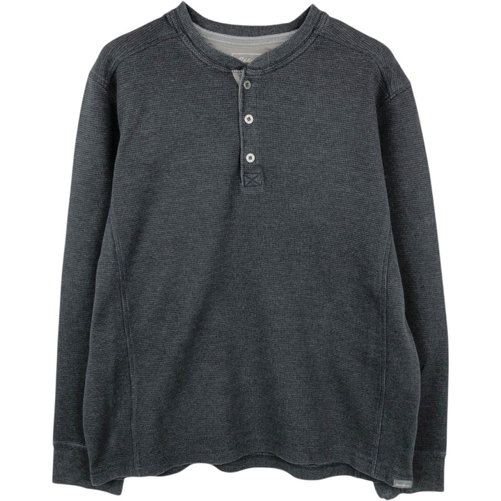 Eddie Bauer Men's Thermal Long Sleeve T-Shirt, Waffle Henley, Size L cotton Charcoal Vintage Second Hand