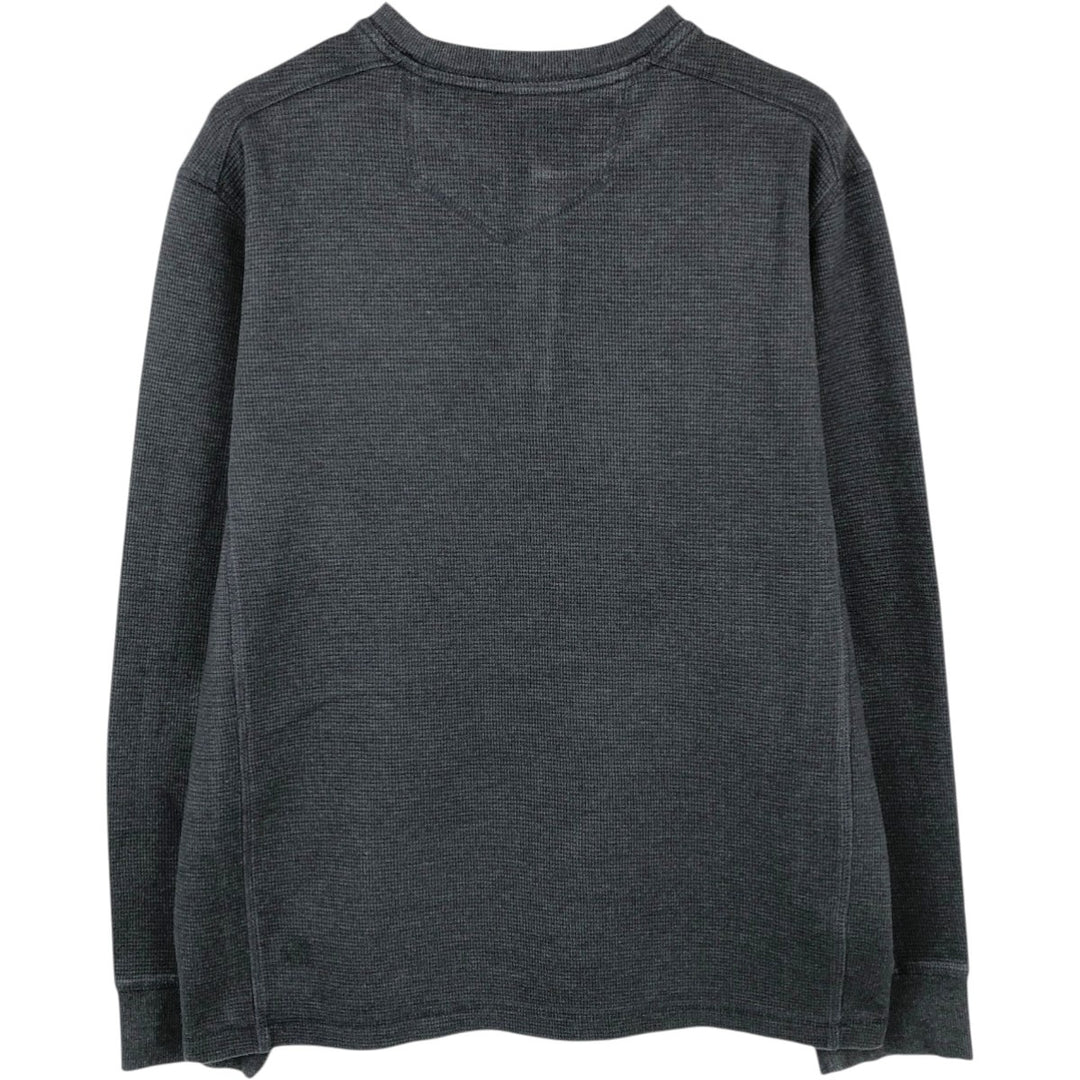 Eddie Bauer Men's Thermal Long Sleeve T-Shirt, Waffle Henley, Size L cotton Charcoal Vintage Second Hand