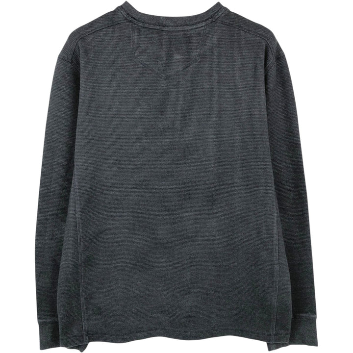 Eddie Bauer Men's Thermal Long Sleeve T-Shirt, Waffle Henley, Size L cotton Charcoal Vintage Second Hand