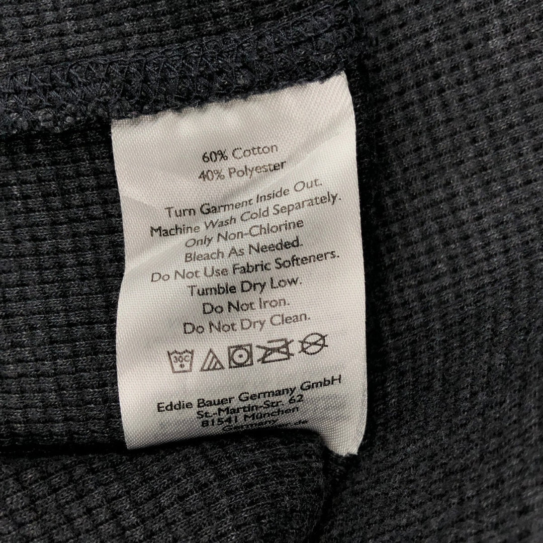 Eddie Bauer Men's Thermal Long Sleeve T-Shirt, Waffle Henley, Size L cotton Charcoal Vintage Second Hand