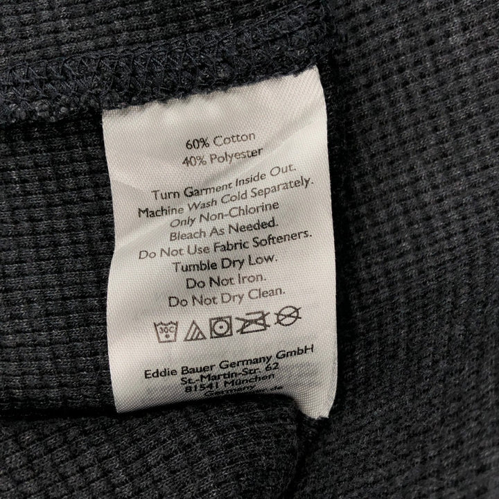 Eddie Bauer Men's Thermal Long Sleeve T-Shirt, Waffle Henley, Size L cotton Charcoal Vintage Second Hand