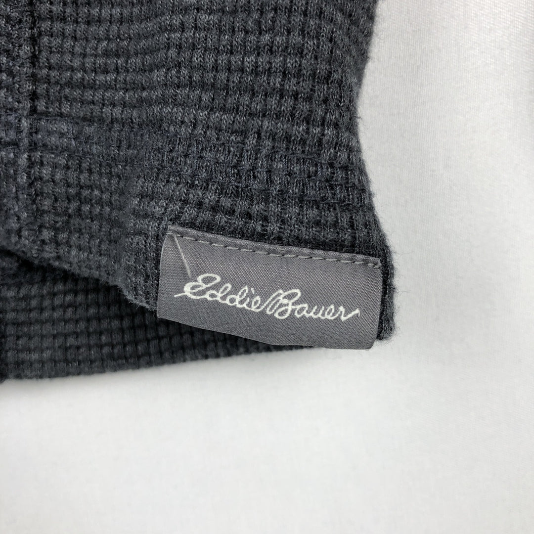 Eddie Bauer Men's Thermal Long Sleeve T-Shirt, Waffle Henley, Size L cotton Charcoal Vintage Second Hand