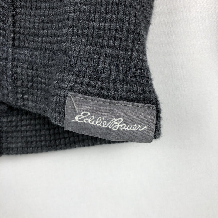 Eddie Bauer Men's Thermal Long Sleeve T-Shirt, Waffle Henley, Size L cotton Charcoal Vintage Second Hand